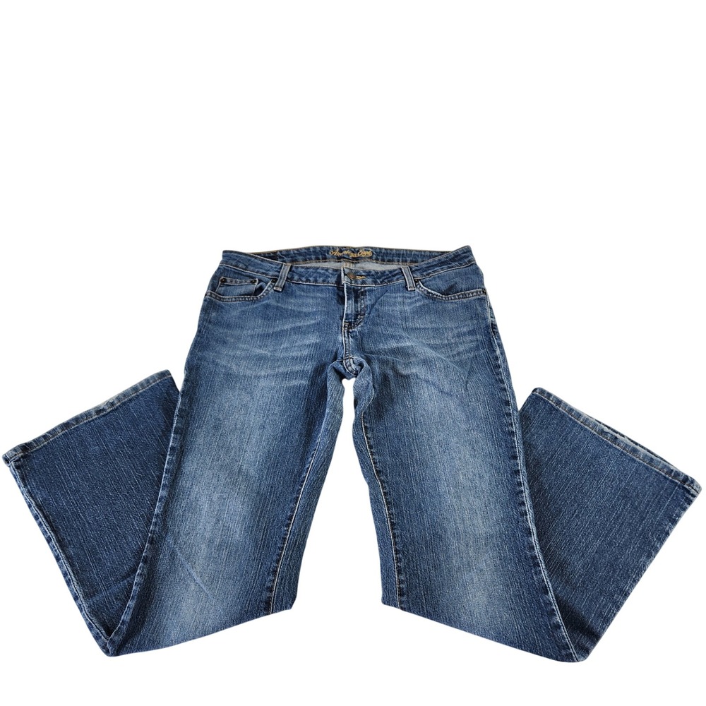 VTG American Eagle  Skinny Flare Jeans Blue Denim‎ Womens 10 Petite Low Rise